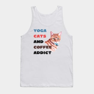 Yoga cats and coffee addict funny quote for yogi Tank Top